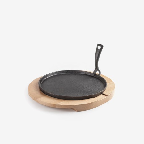 Prato Ferro Fundido Ø30X4.2cm + Base Madeira 40X35cm - Image product