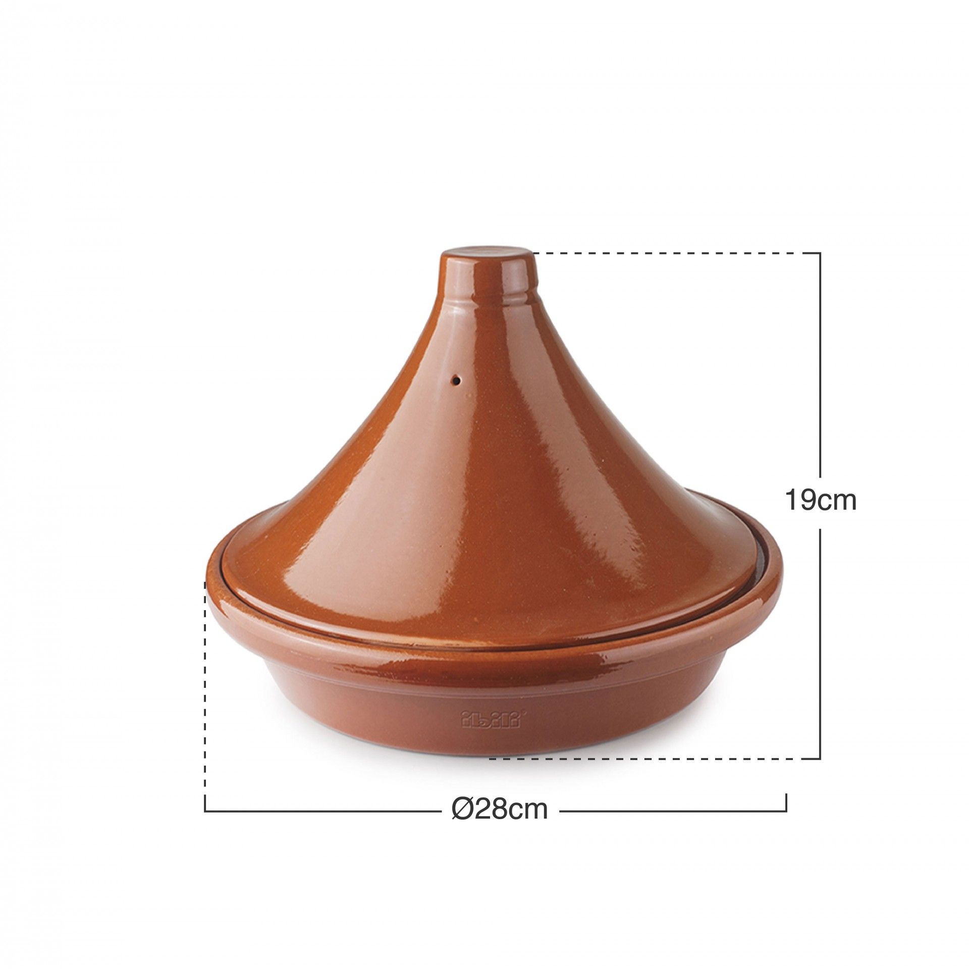 Tajine Barro Natural Esmaltado Castanho Ø28X19cm