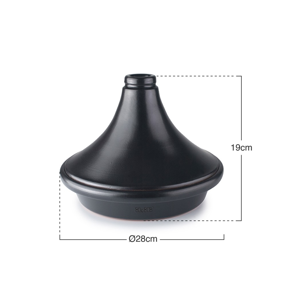 Tajine Barro Natural Esmaltado Preto �28X19cm