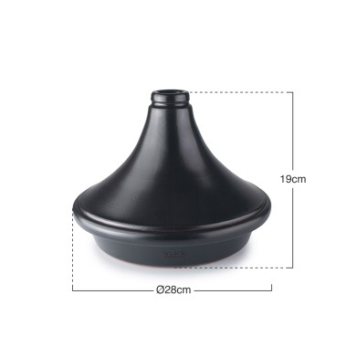 Tajine Barro Natural Esmaltado Preto �28X19cm