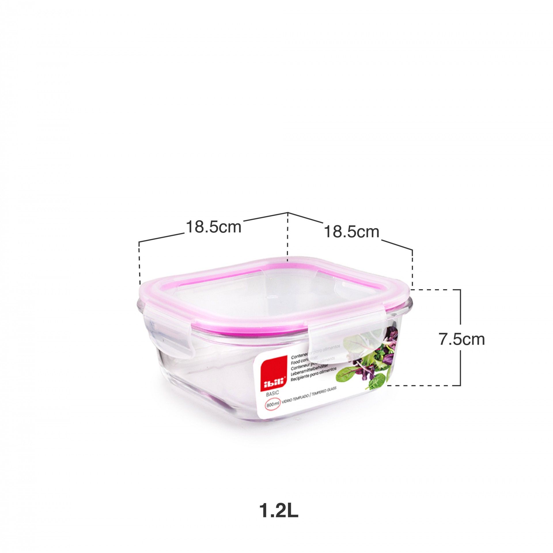 Caixa Hermetica Vidro 1200l 18.5X18.5X7.5cm