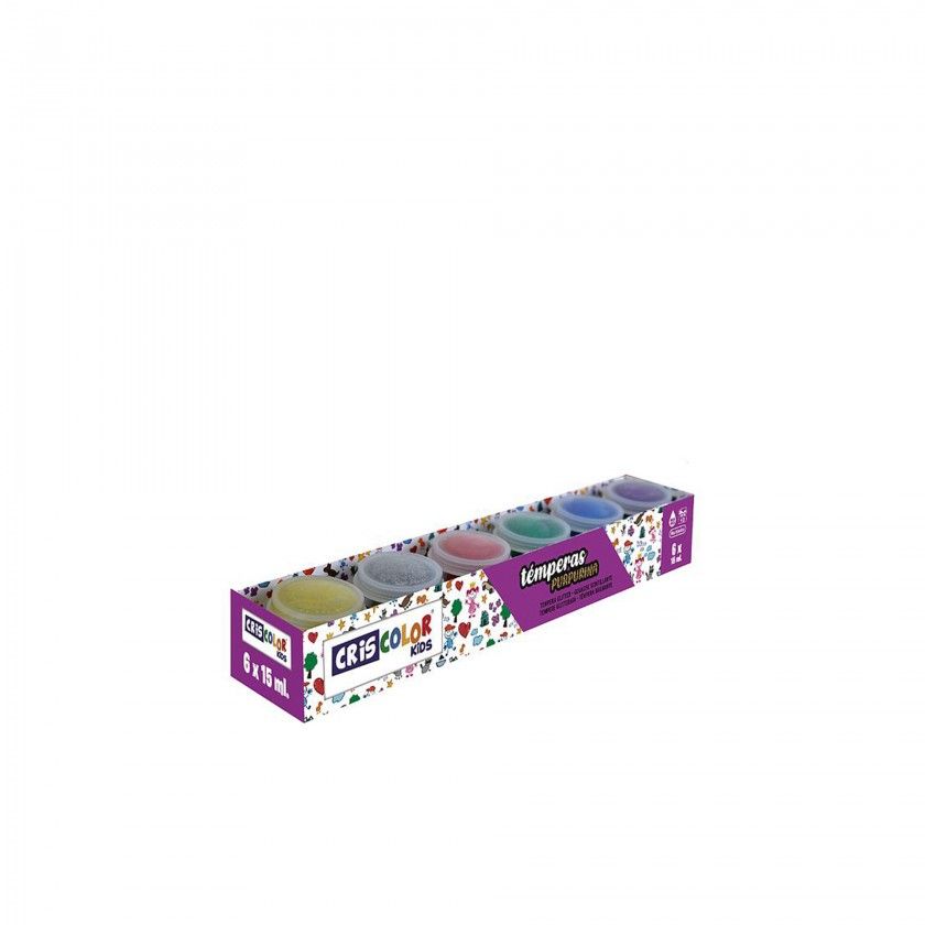 Frasco Tinta Têmpera Purpurinas 15ml Pack 6 Frasco Tinta Têmpera Purpurinas 15ml Pack 6
