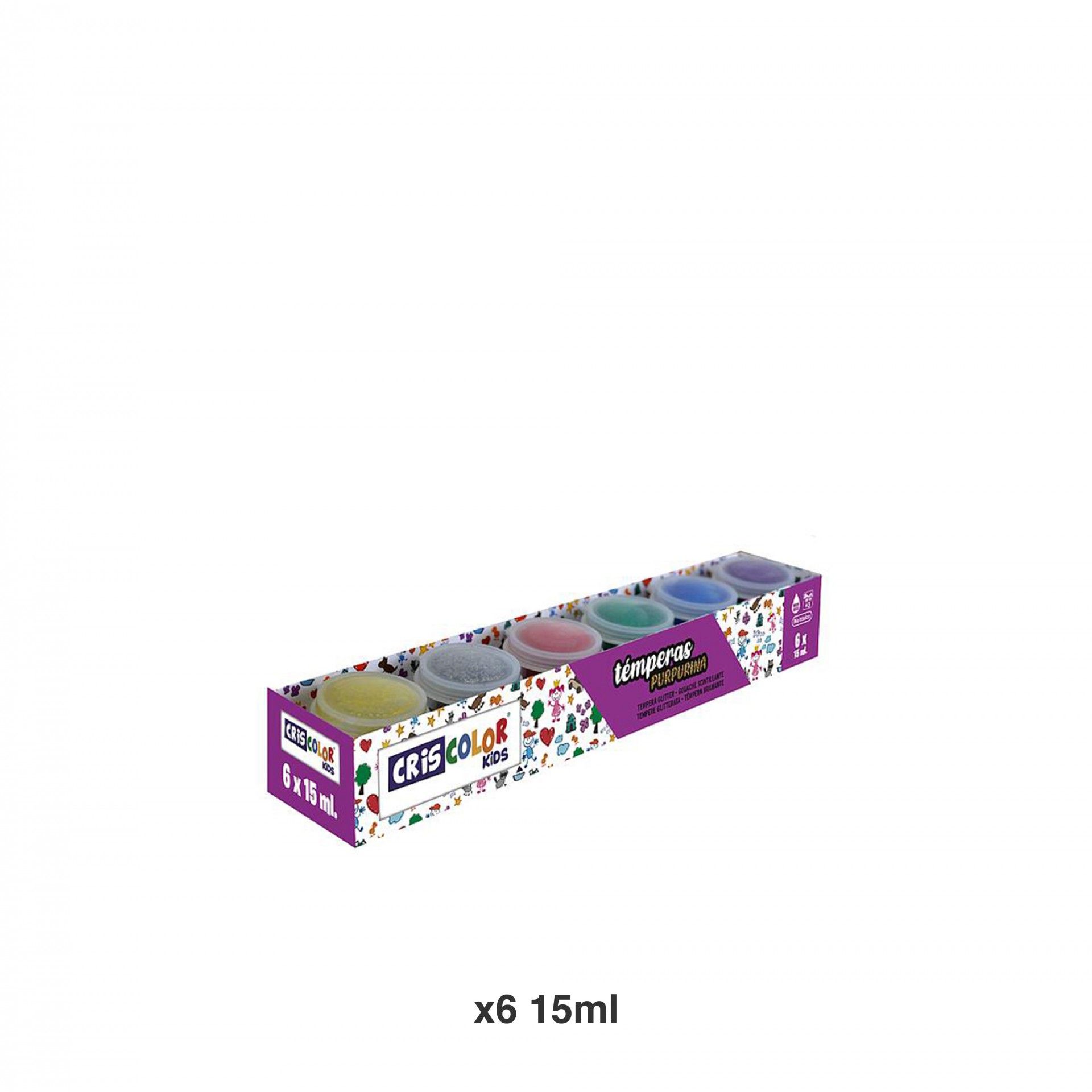 Frasco Tinta Têmpera Purpurinas 15ml Pack 6