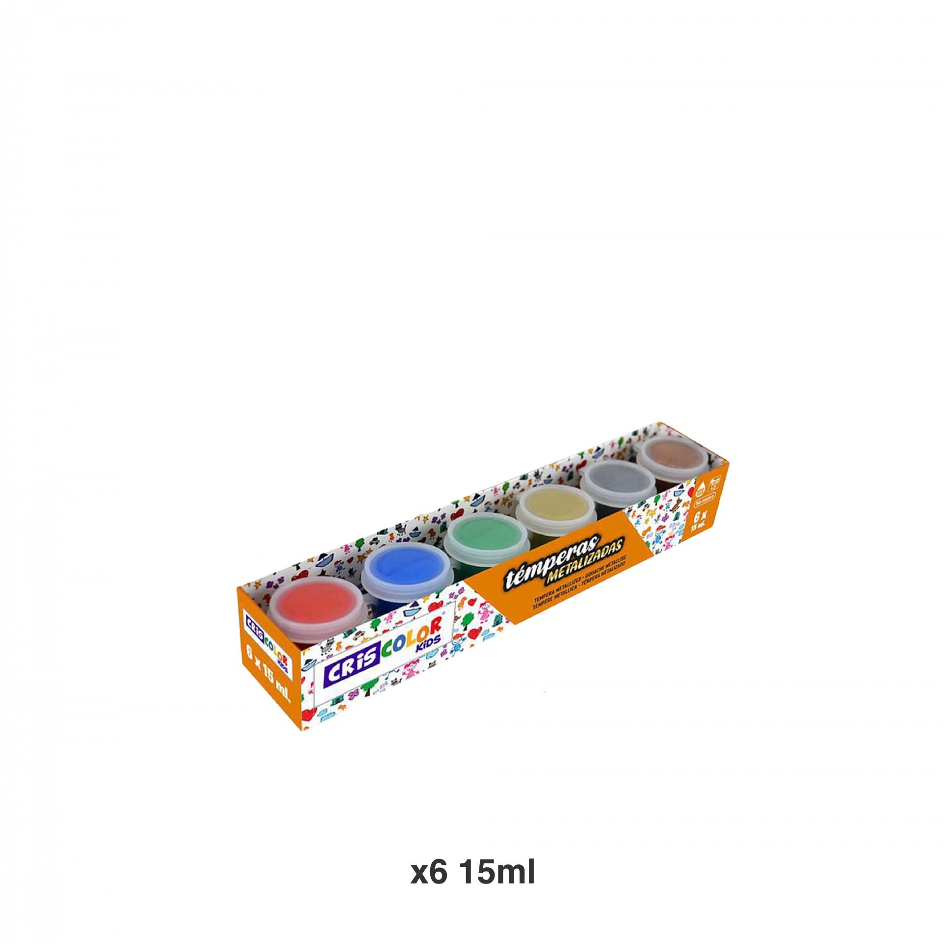 Frasco Tinta Têmpera Metalizadas 15ml Pack 6