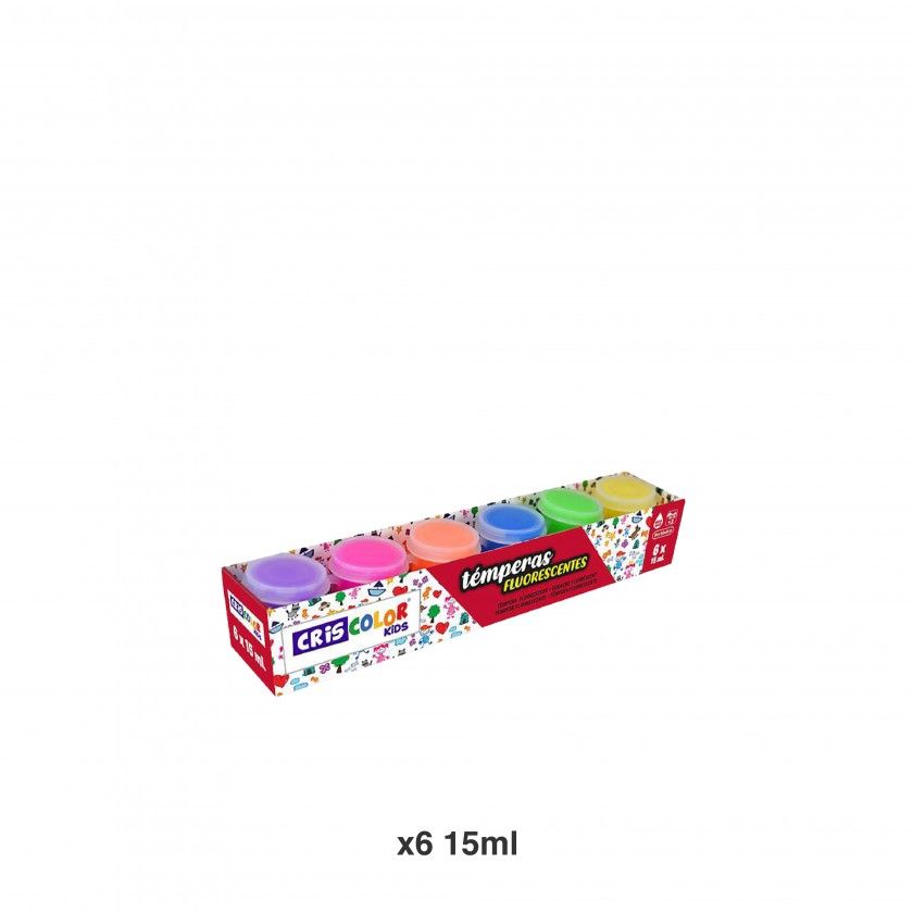 Frasco Tinta Têmpera Flourescente 15ml Pack 6 Frasco Tinta Têmpera Flourescente 15ml Pack 6
