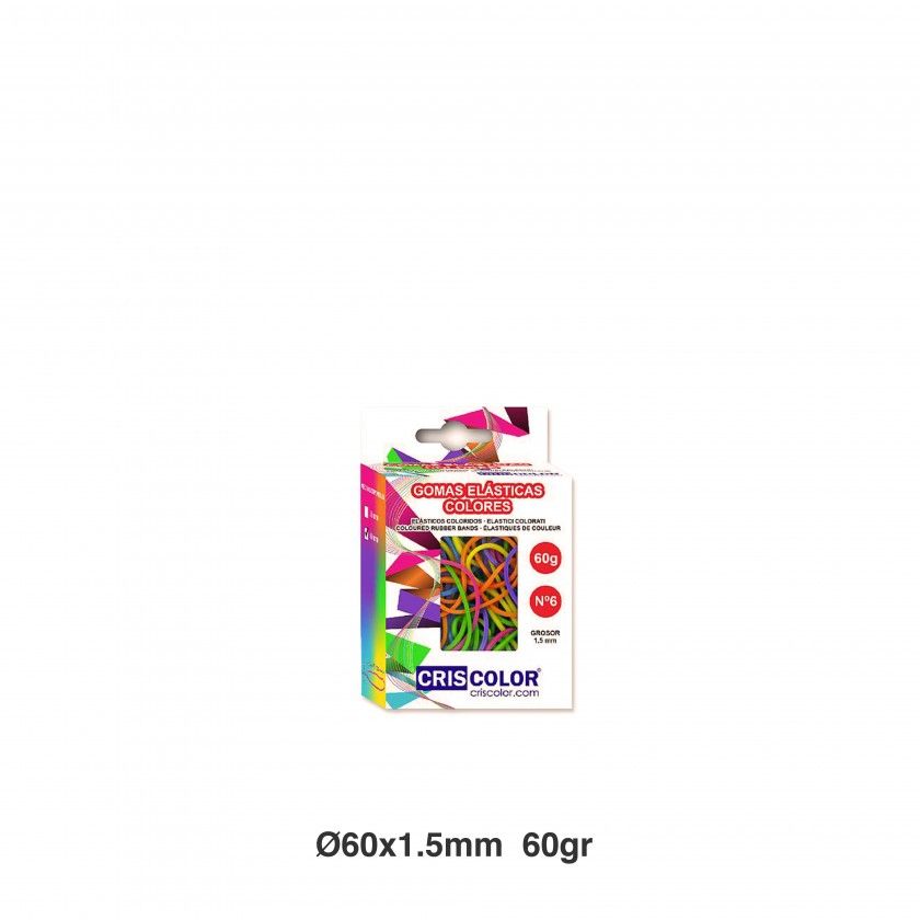 Caixa De Elásticos Coloridos N.6 60gr 60X1.5mm Caixa De Elásticos Coloridos N.6 60gr 60X1.5mm