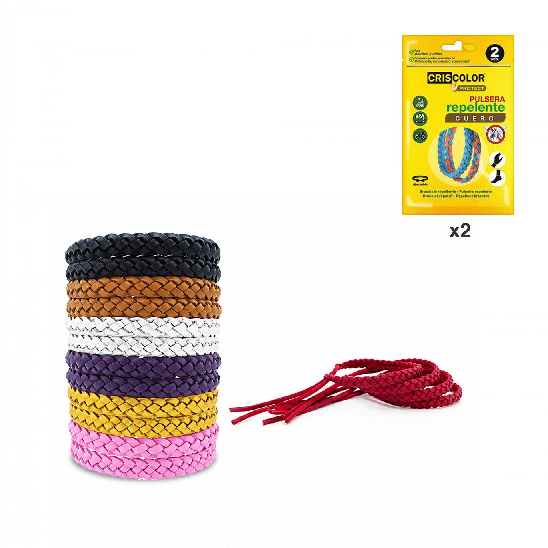 Pulseira Anti-Mosquitos De Couro Pack 2