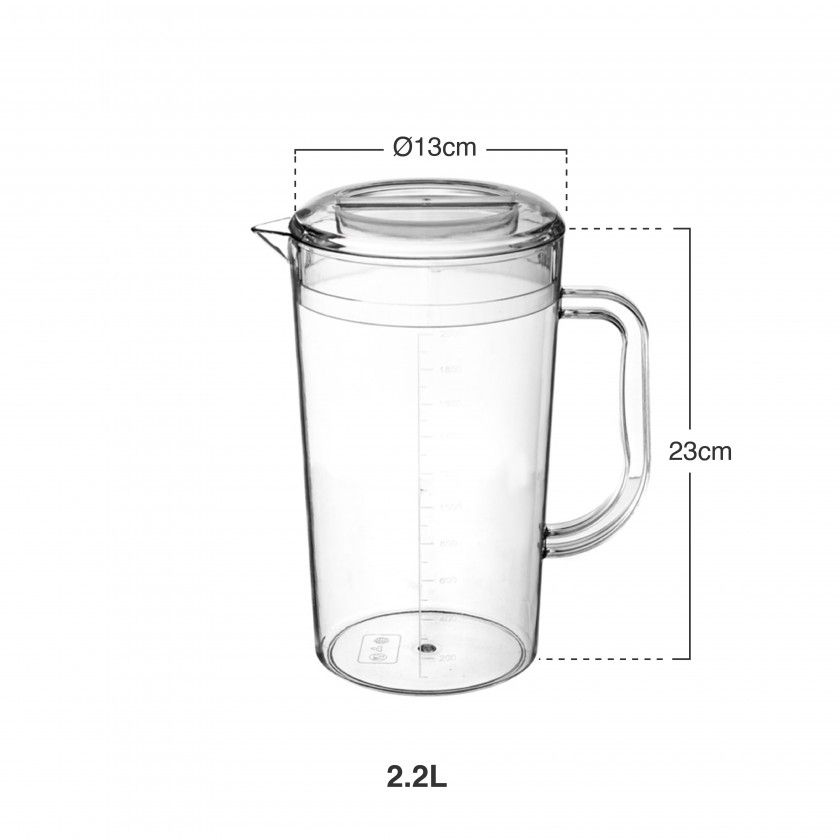 Jarro Medidor Com Tampa Pc 2.2l Ø13X23cm Jarro Medidor Com Tampa Pc 2.2l Ø13X23cm