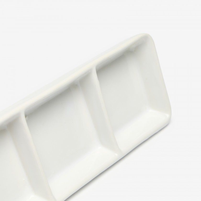 Porta Aperitivos 3 Divisões Porcelana 18.5X7X2.5cm Porta Aperitivos 3 Divisões Porcelana 18.5X7X2.5cm