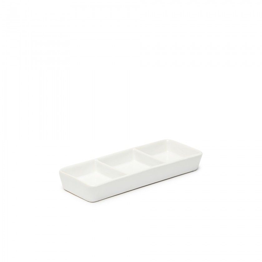 Porta Aperitivos 3 Divisões Porcelana 18.5X7X2.5cm Porta Aperitivos 3 Divisões Porcelana 18.5X7X2.5cm