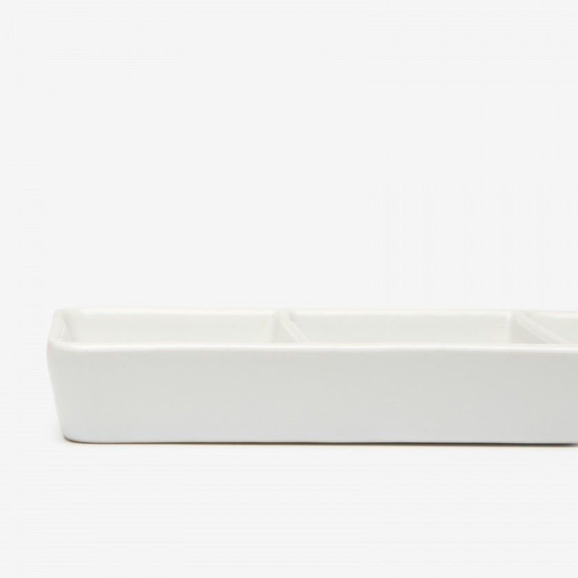 Porta Aperitivos 3 Divisões Porcelana 18.5X7X2.5cm Porta Aperitivos 3 Divisões Porcelana 18.5X7X2.5cm