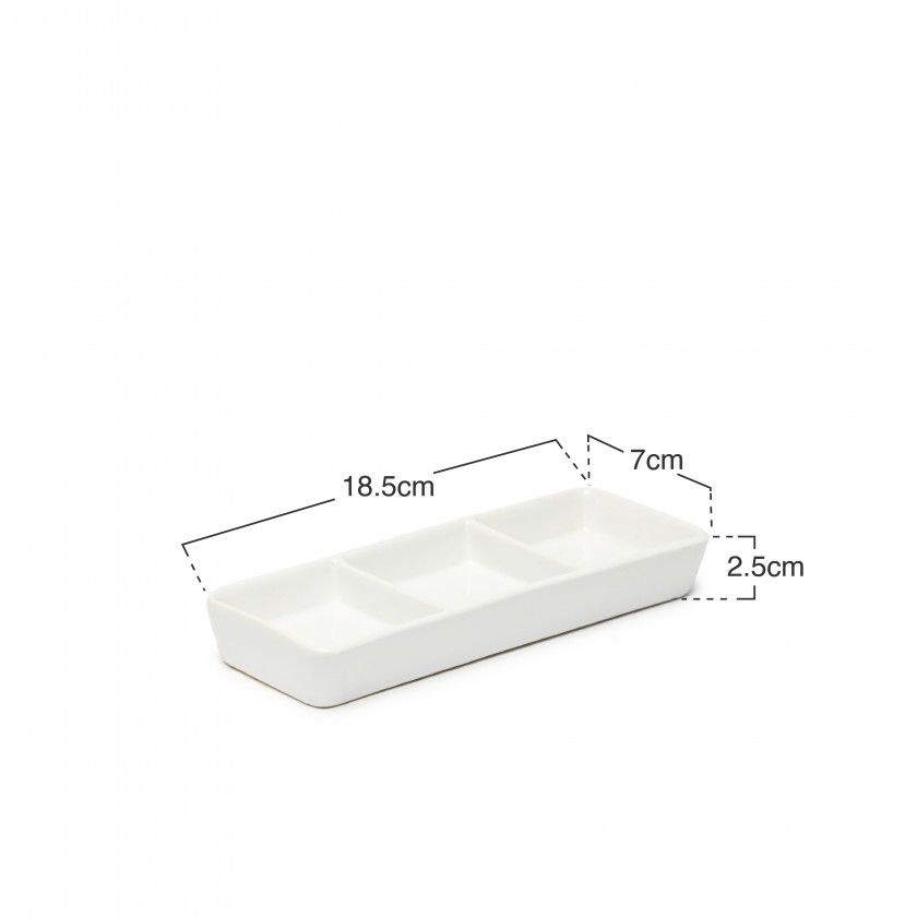 Porta Aperitivos 3 Divisões Porcelana 18.5X7X2.5cm Porta Aperitivos 3 Divisões Porcelana 18.5X7X2.5cm