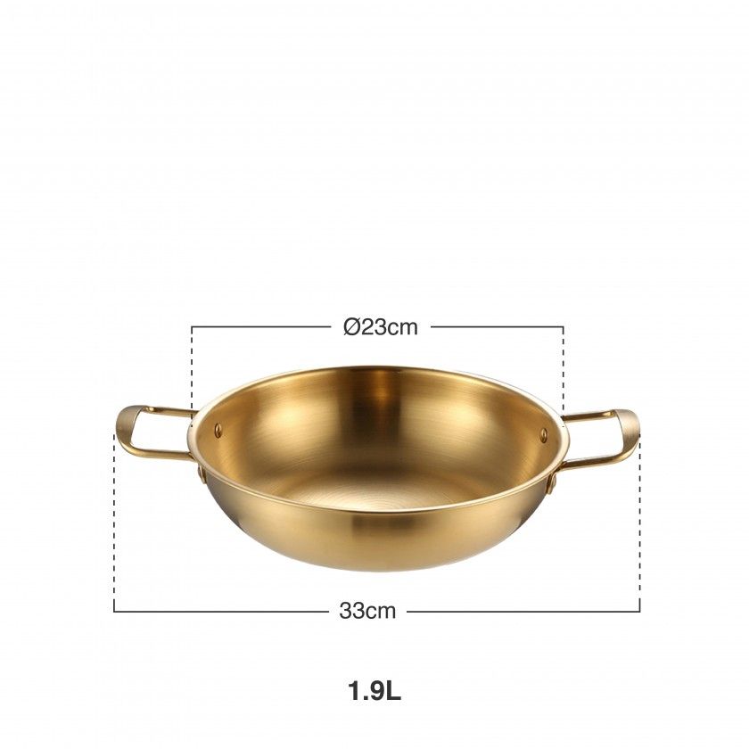 Frigideira 2 Asas Inox Dourado 1.9l Ø23X6.5cm Frigideira 2 Asas Inox Dourado 1.9l Ø23X6.5cm
