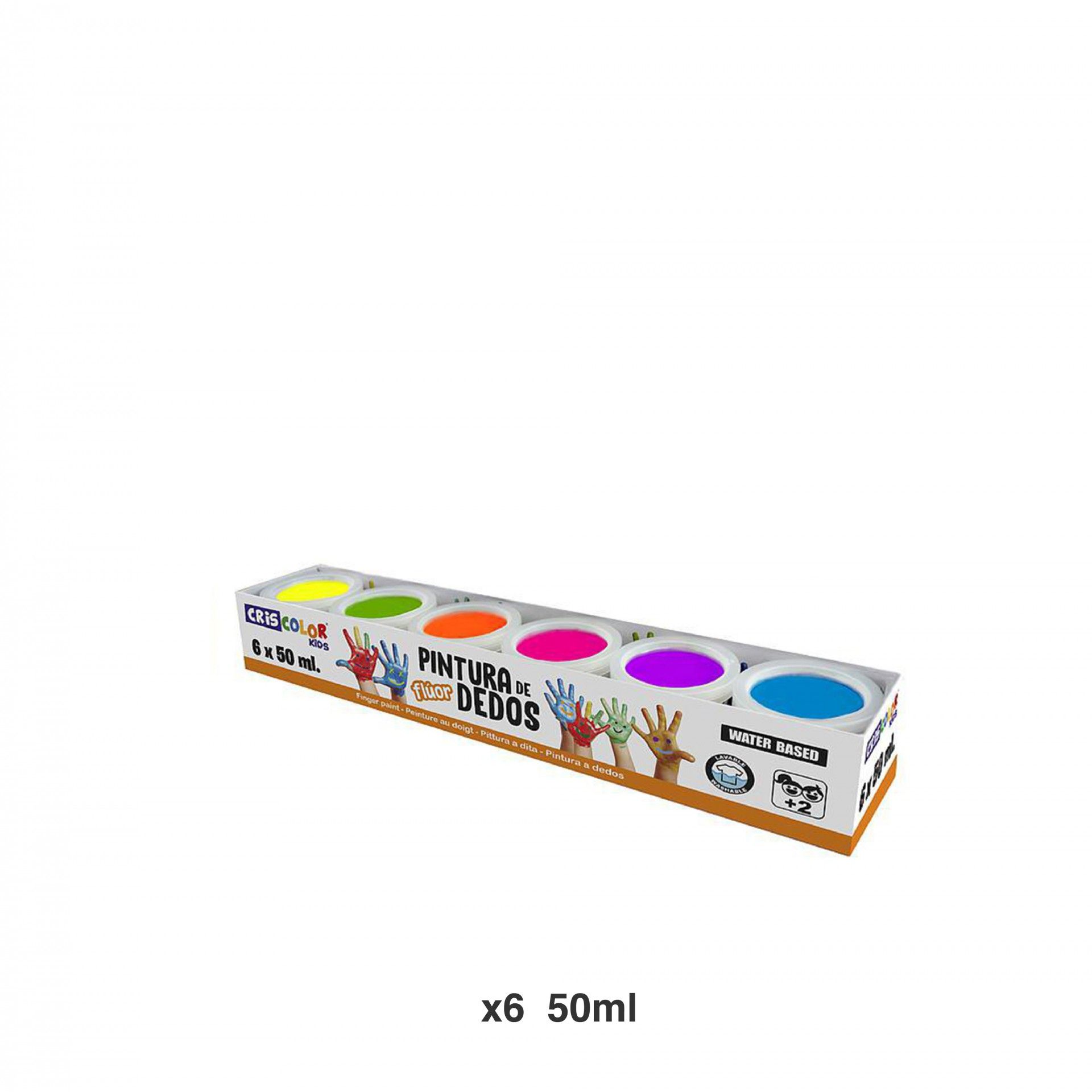 Tinta Pintura Dedos Fluo 50ml Pack 6