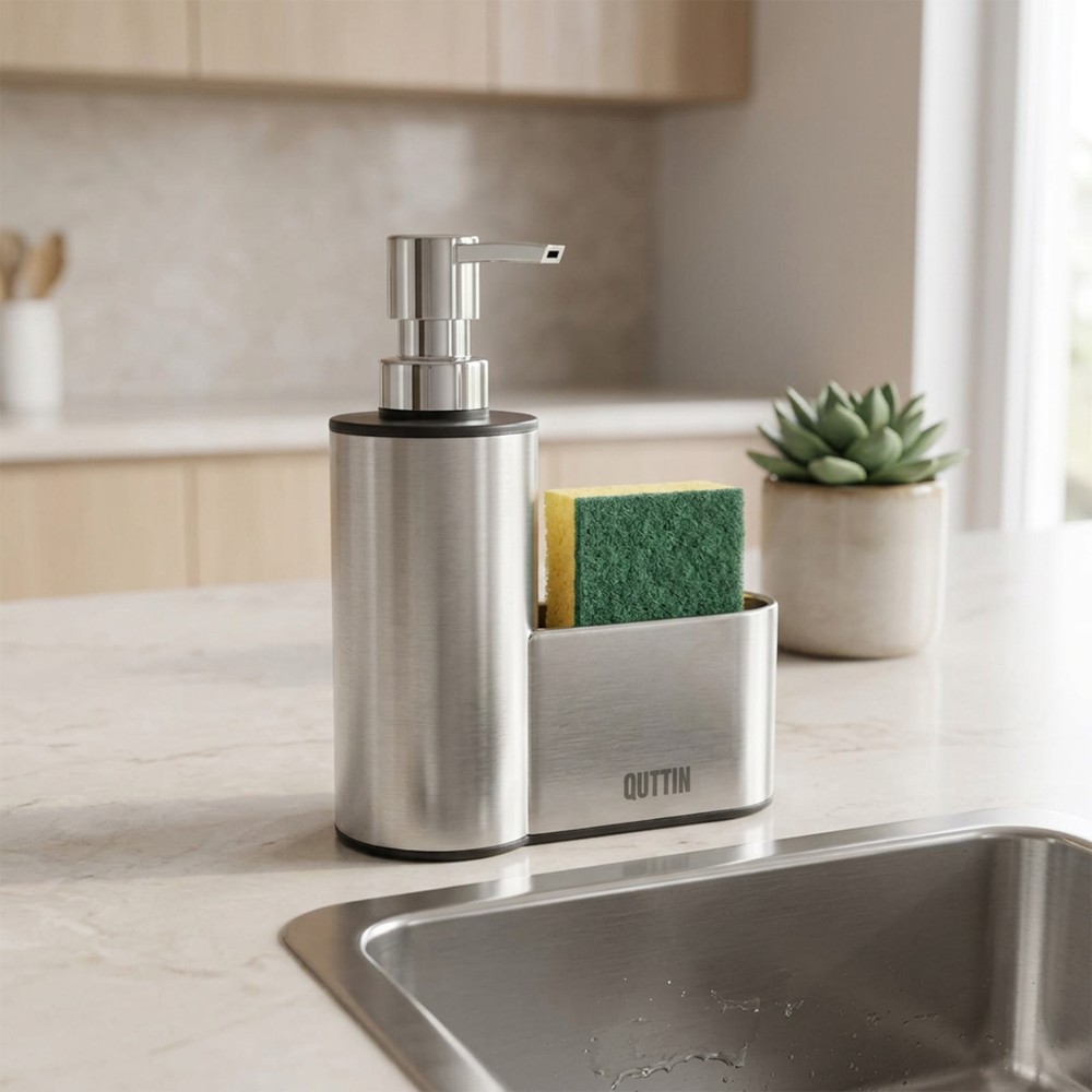 Dispensador Sabão Com Porta Esfregão Inox