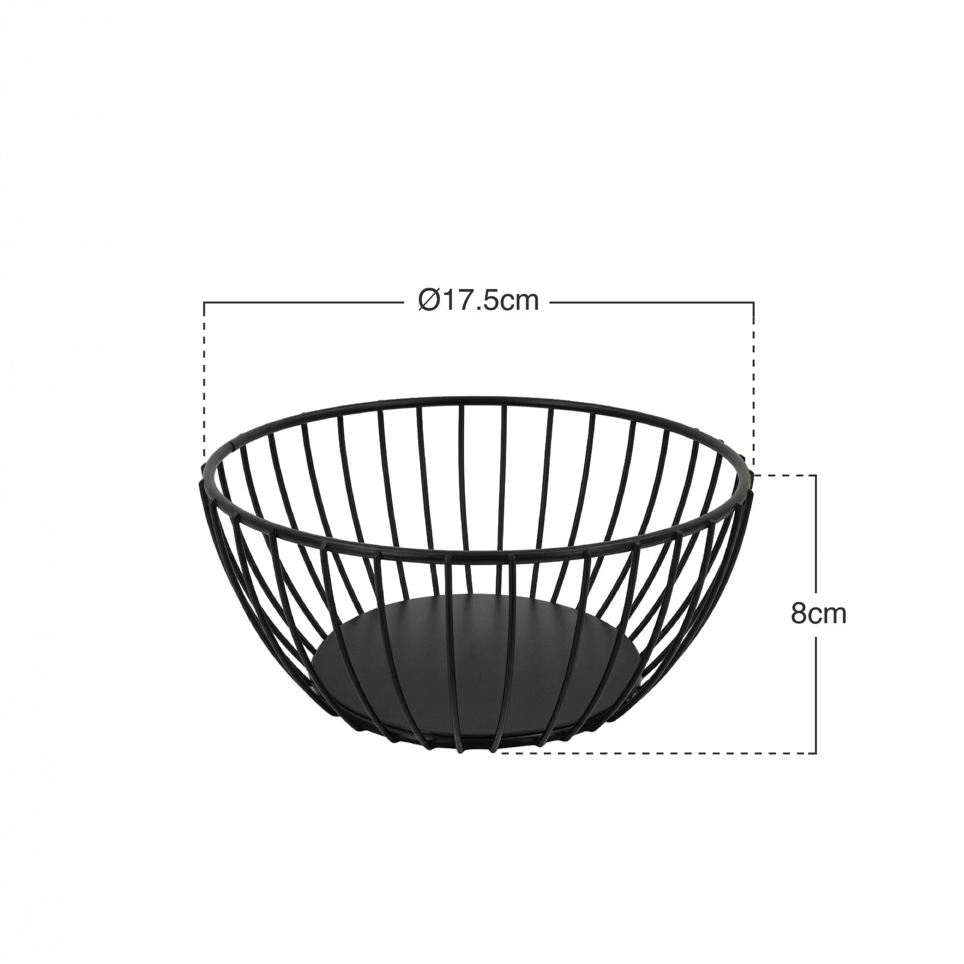 Cesto Multiusos Metal Preto Ø17.5X8cm