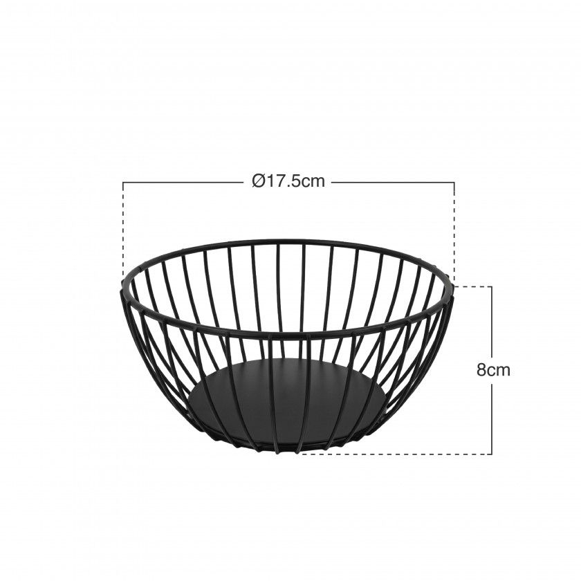 Cesto Multiusos Metal Preto �17.5X8cm