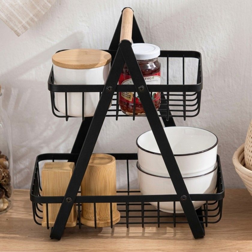 Cesta Organização Metal 2 Níveis 27X17X29cm Cesta Organização Metal 2 Níveis 27X17X29cm