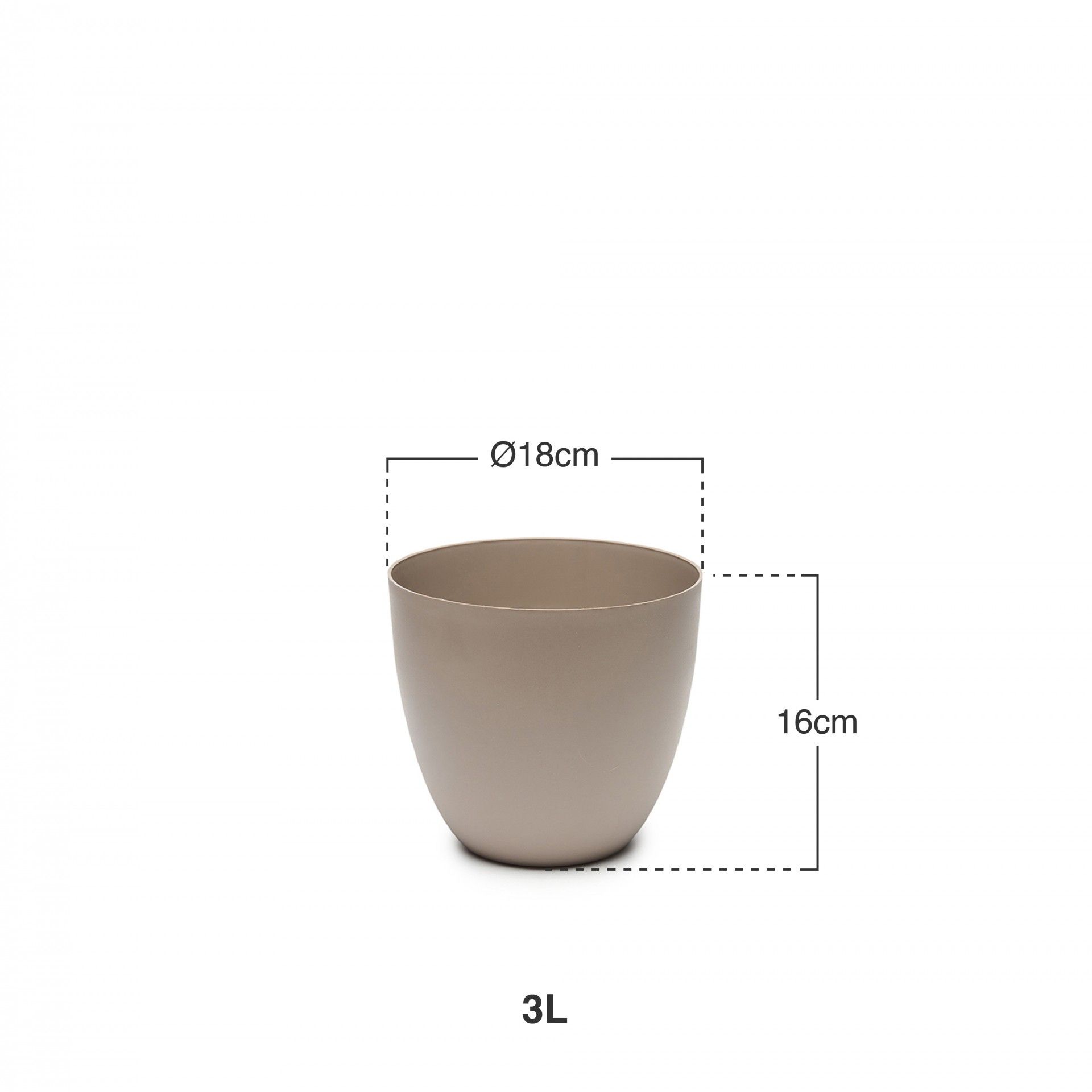 Vaso Plástico Tes Taupe Ø18X16cm