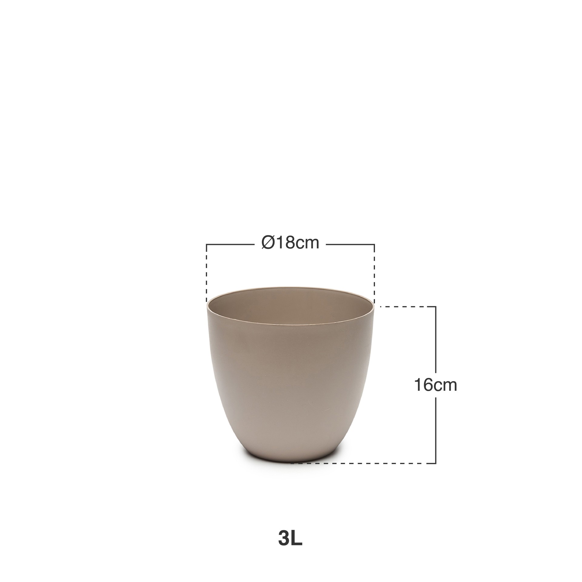 Vaso Plástico Tes Taupe Ø18X16cm