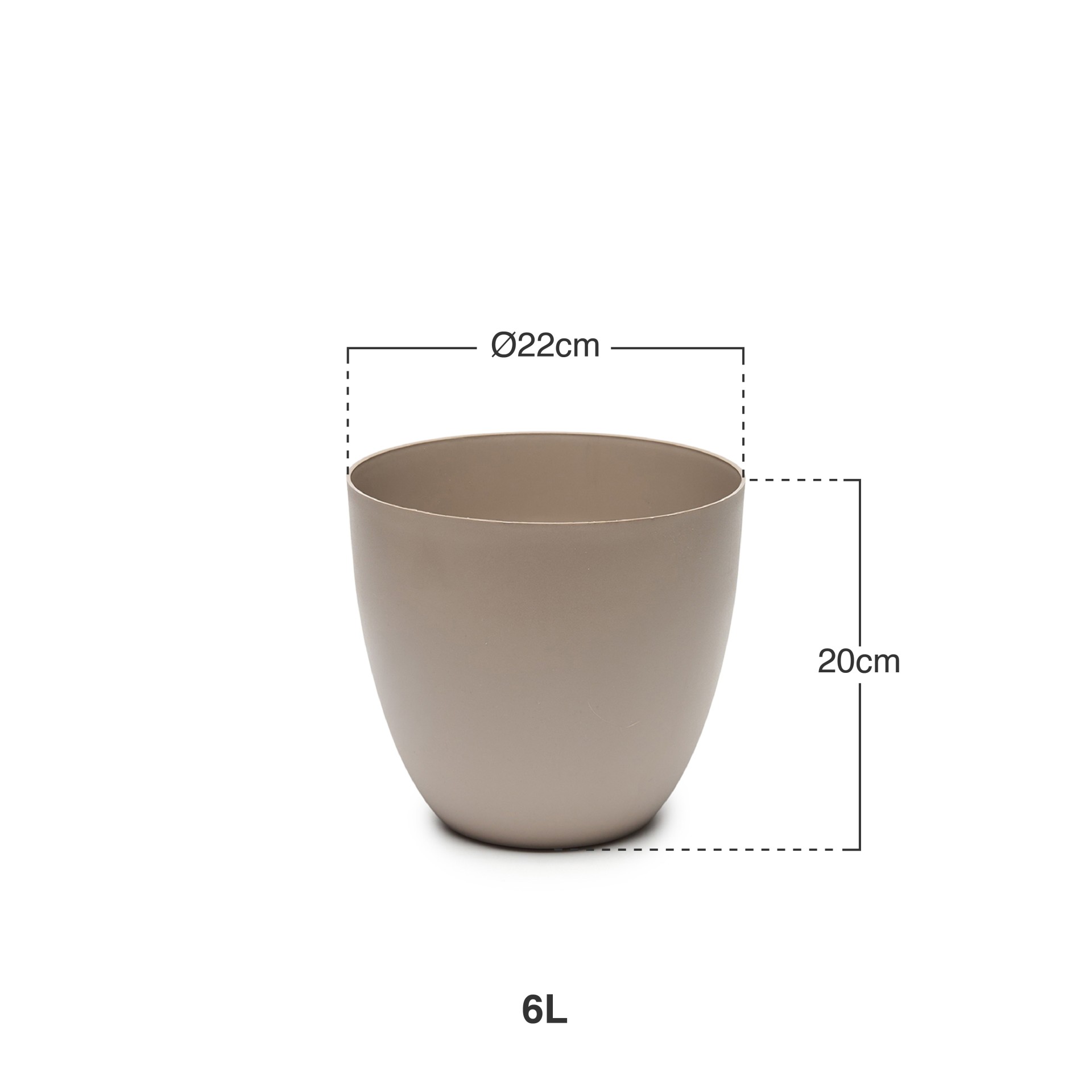 Vaso Plástico Tes Taupe Ø22X20cm
