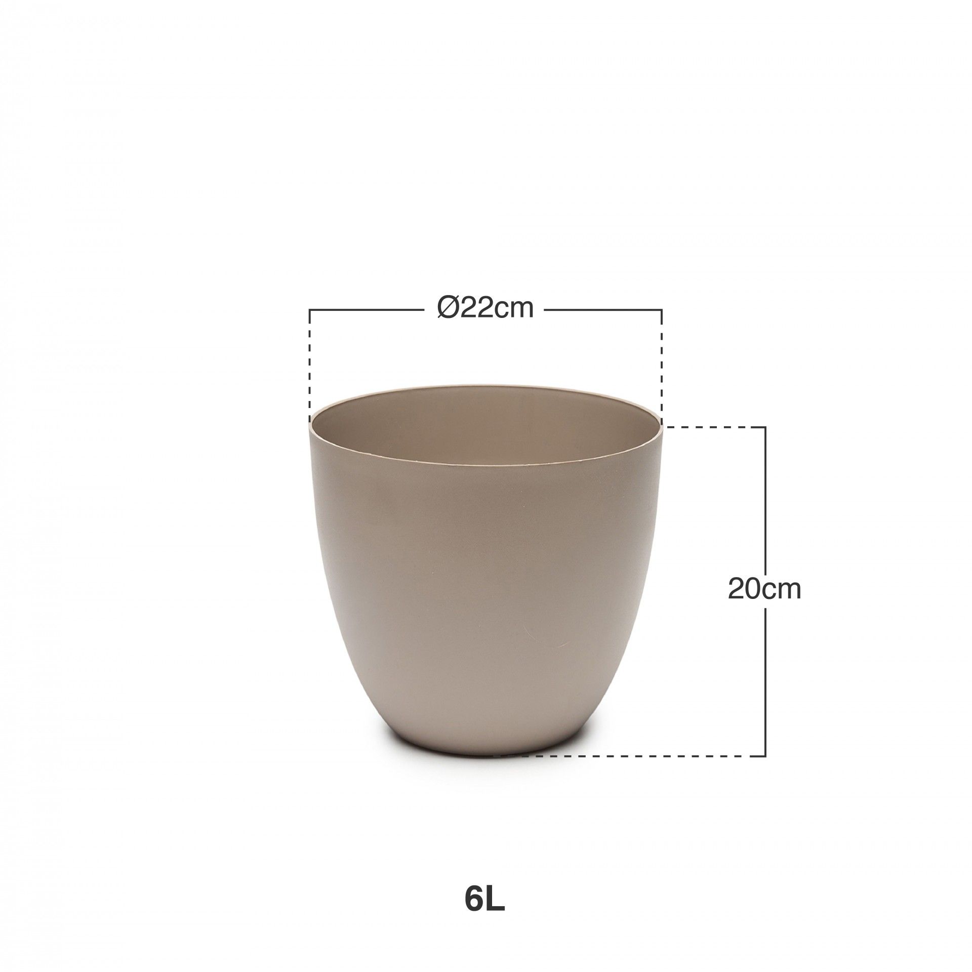 Vaso Plástico Tes Taupe Ø22X20cm