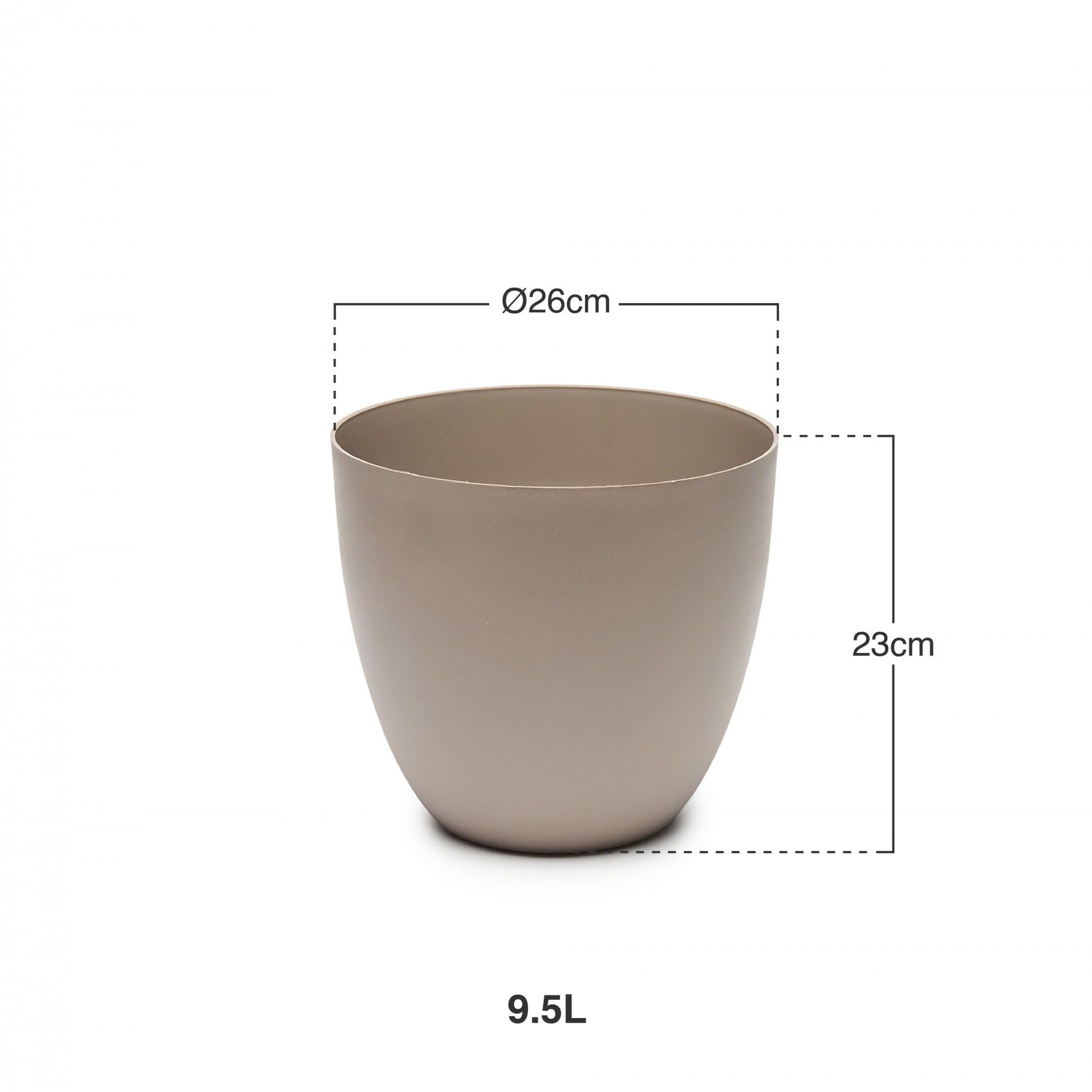 Vaso Plástico Tes Taupe Ø26X23cm