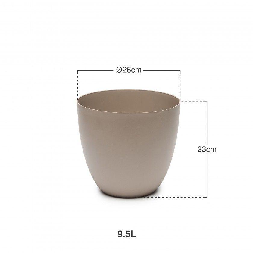 Vaso Plástico Tes Taupe Ø26X23cm Vaso Plástico Tes Taupe Ø26X23cm