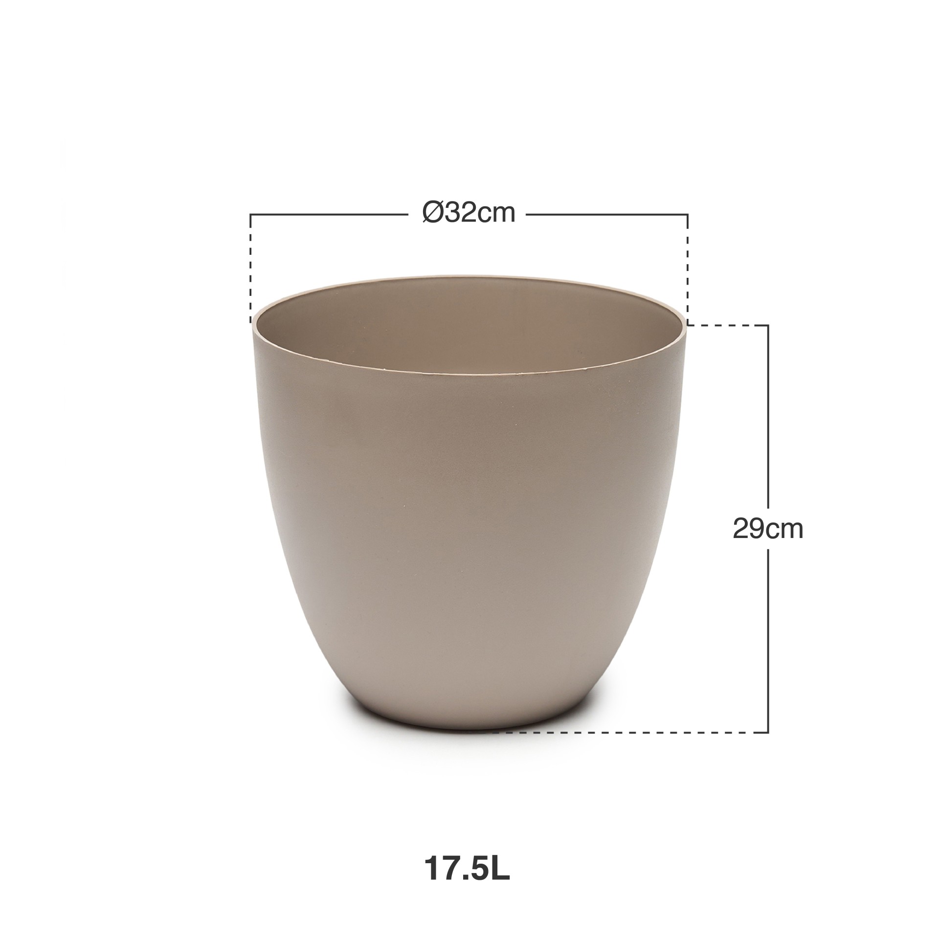 Vaso Plástico Tes Taupe Ø32X29cm