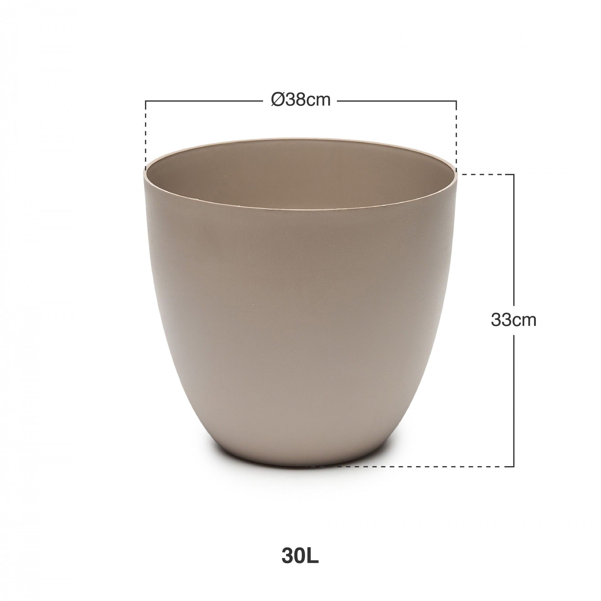 Vaso Plástico Tes Taupe Ø38X33cm