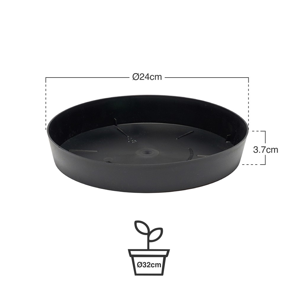 Prato Plastico Tes Redondo Preto �24x3.7cm