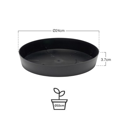 Prato Plastico Tes Redondo Preto �24x3.7cm