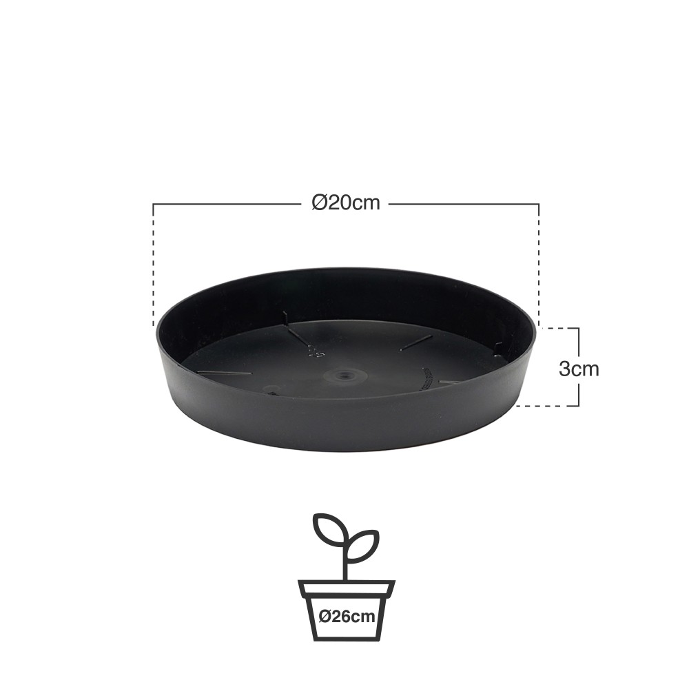 Prato Pl�stico Tes Redondo Preto �20x3cm