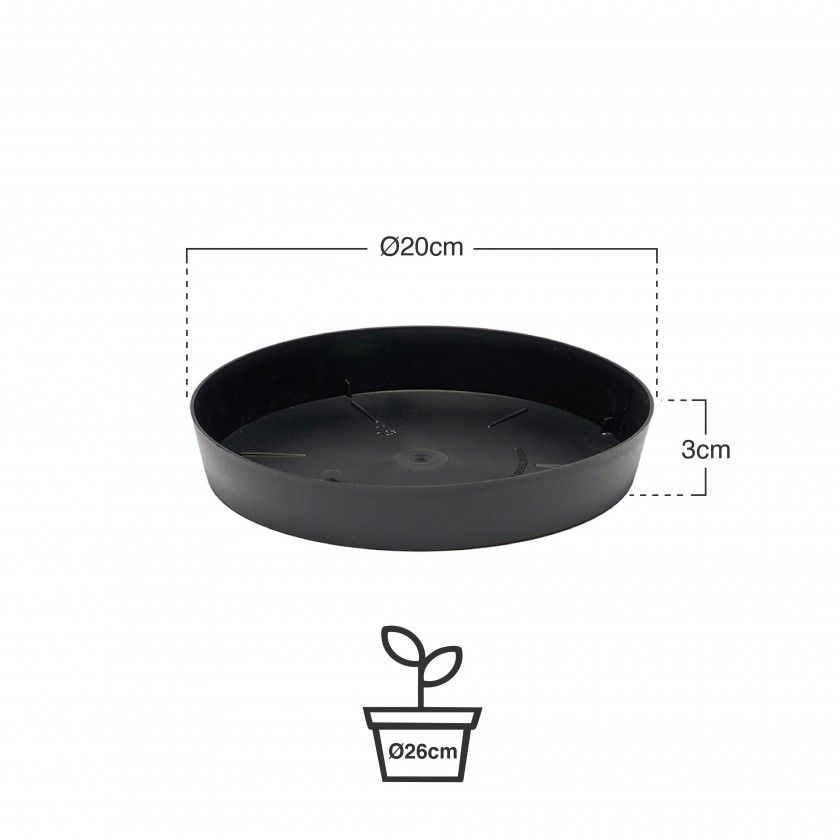 Prato Pl�stico Tes Redondo Preto �20x3cm
