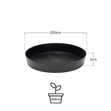 Prato Pl�stico Tes Redondo Preto �20x3cm