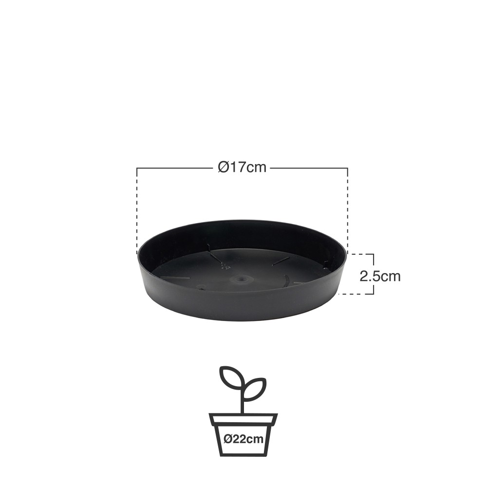 Prato Pl�stico Tes Redondo Preto �17x2.5cm
