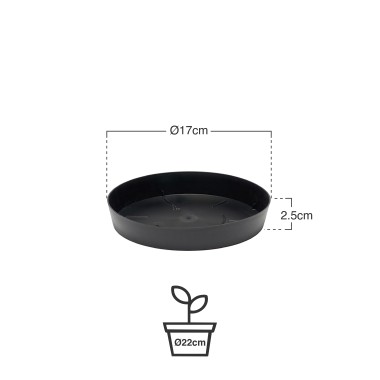 Prato Pl�stico Tes Redondo Preto �17x2.5cm