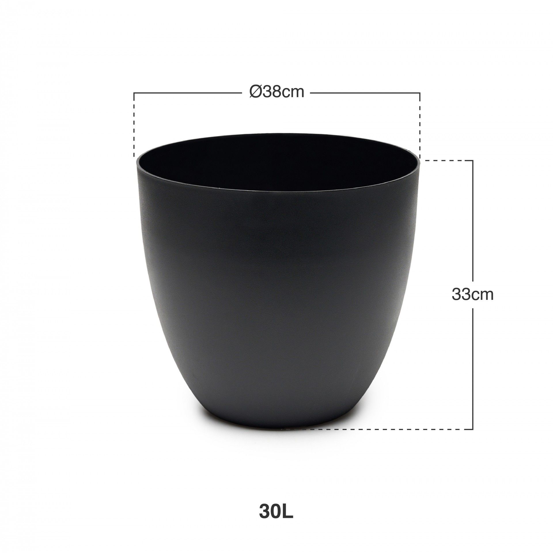 Vaso Plástico Tes Preto Ø38x33cm