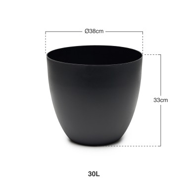 Vaso Pl�stico Tes Preto �38x33cm