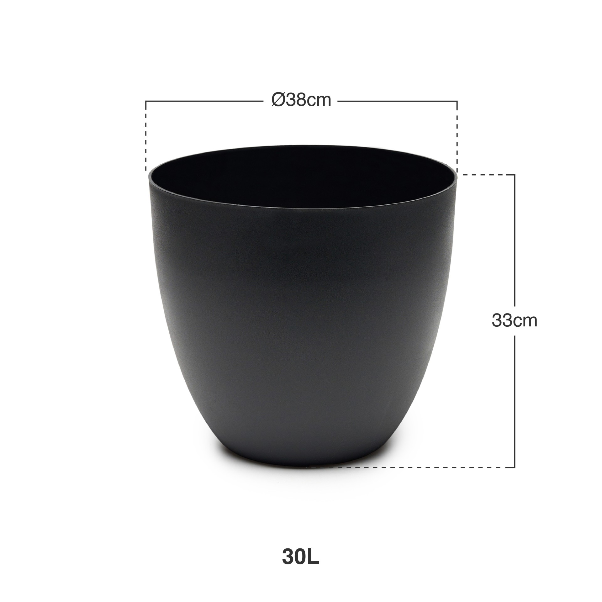 Vaso Plástico Tes Preto Ø38x33cm