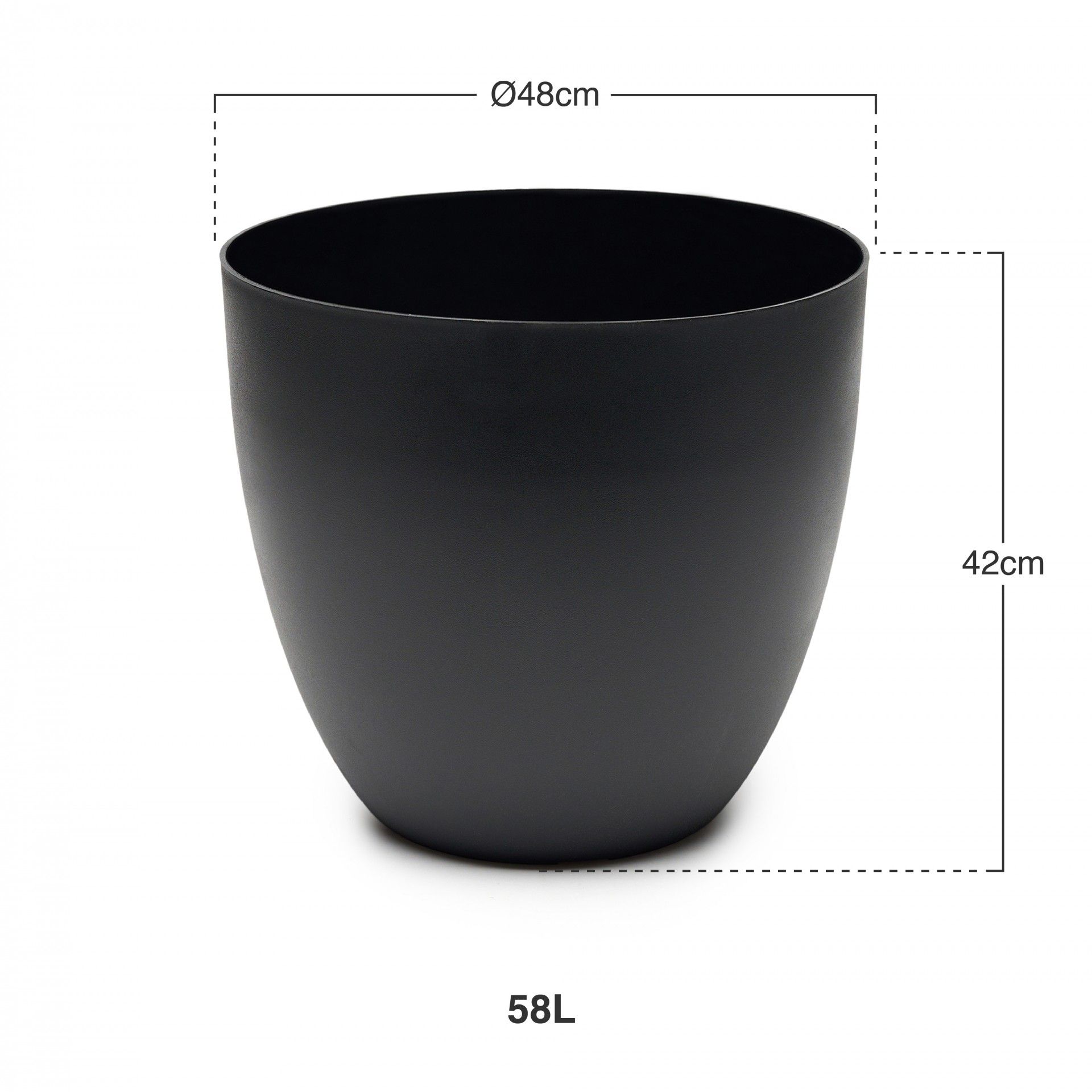 Vaso Plástico Tes PretoØ48x42cm