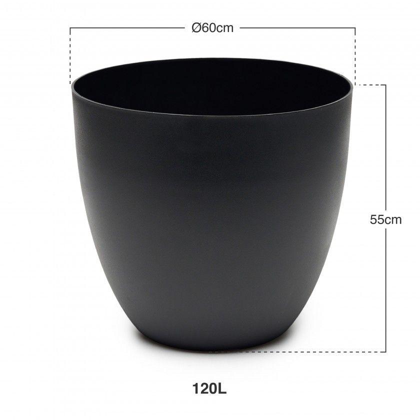 Vaso Plástico Tes Preto Ø60x55cm Vaso Plástico Tes Preto Ø60x55cm