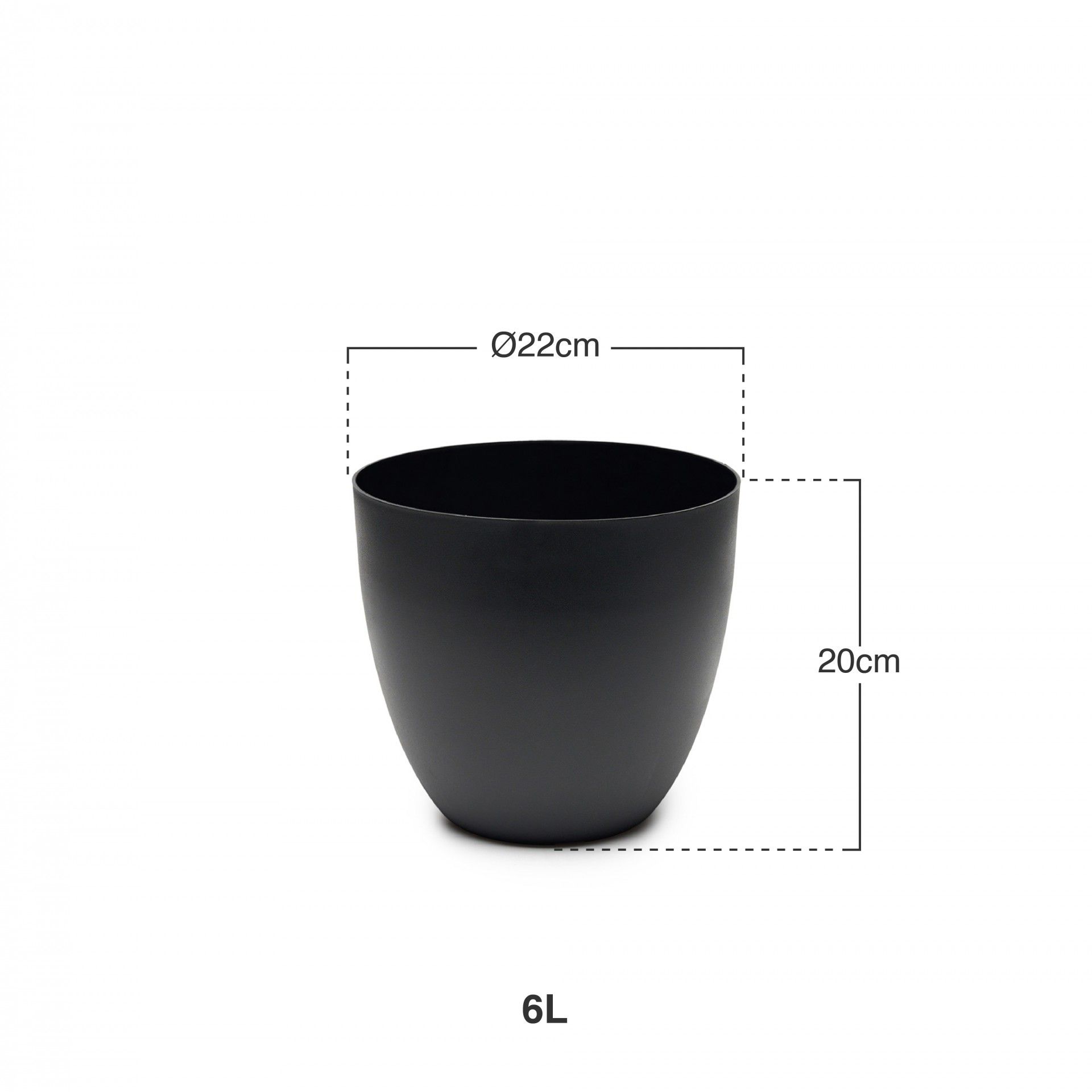 Vaso Plástico Tes Preto Ø22x20cm