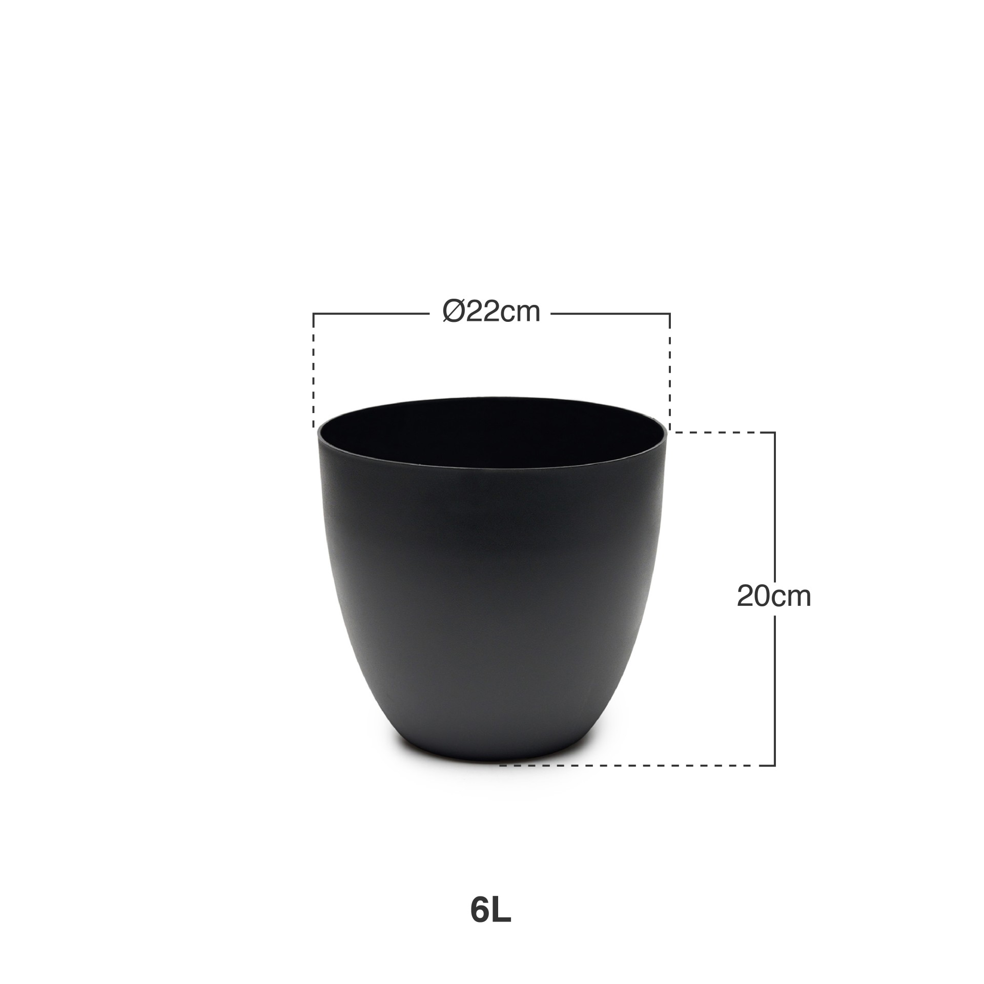 Vaso Plástico Tes Preto Ø22x20cm