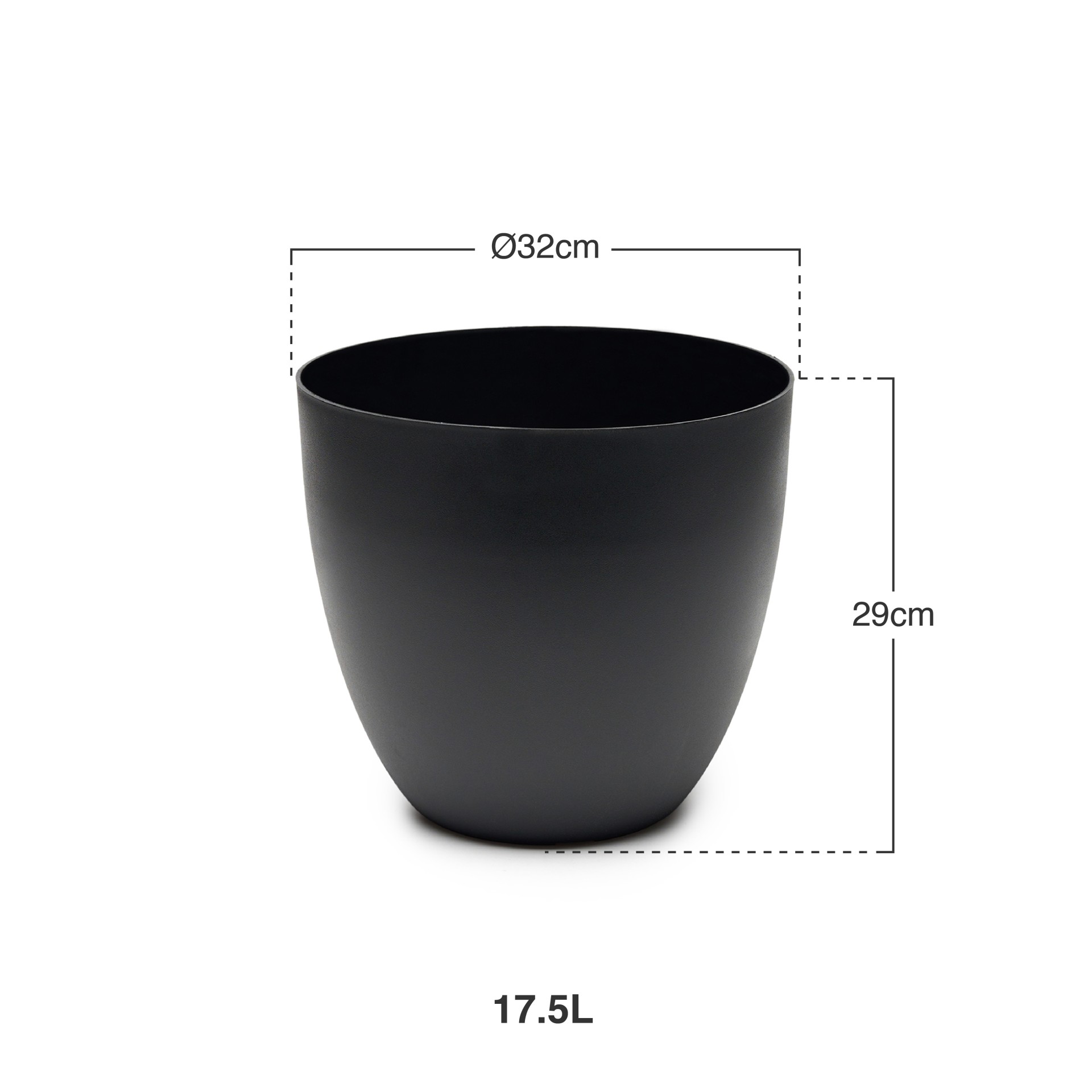 Vaso Plástico Tes Preto Ø32x29cm