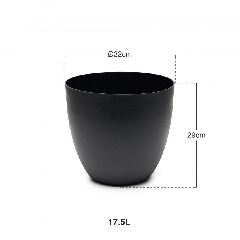 Vaso Plástico Tes Preto Ø32x29cm Vaso Plástico Tes Preto Ø32x29cm