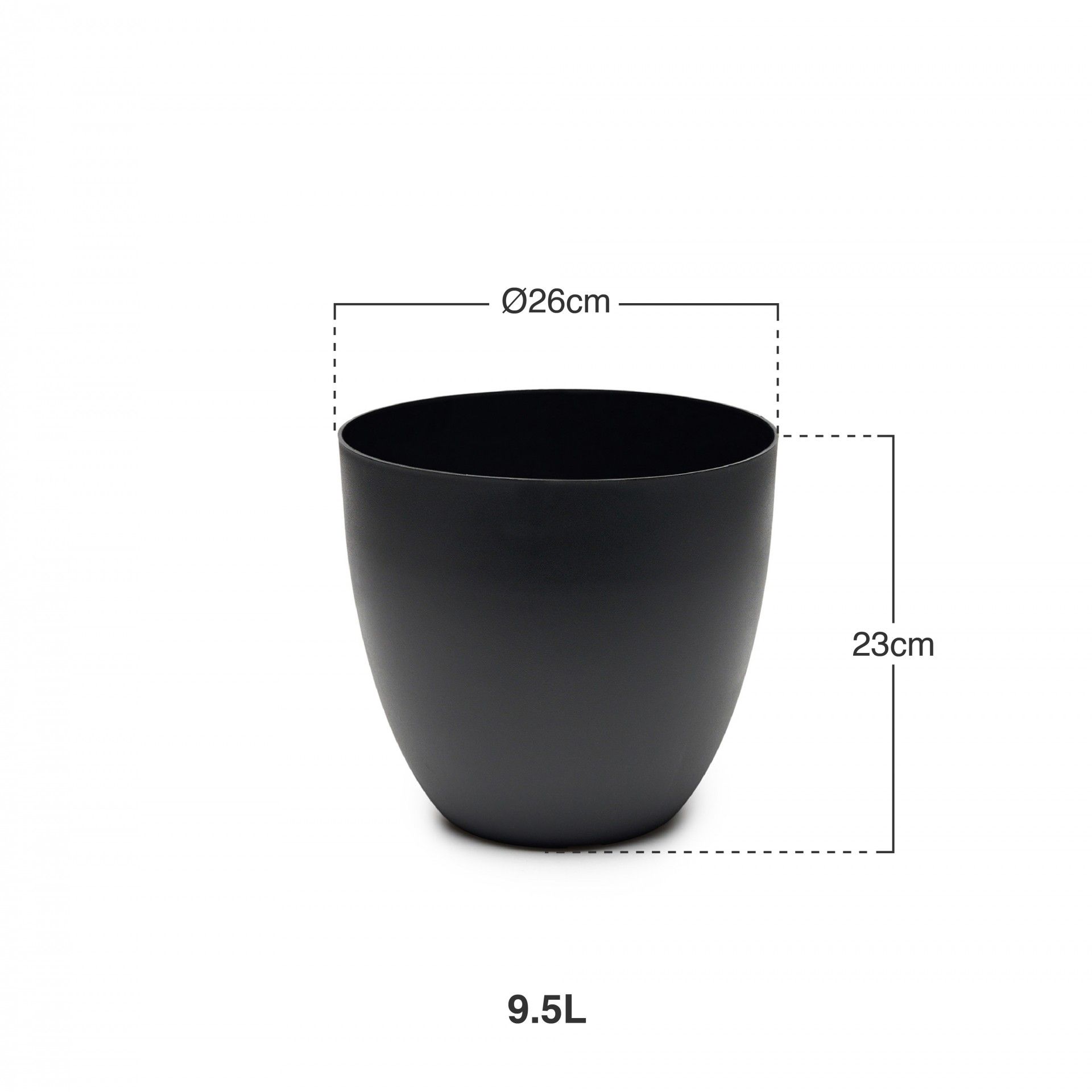 Vaso Plástico Tes Preto Ø26x23cm