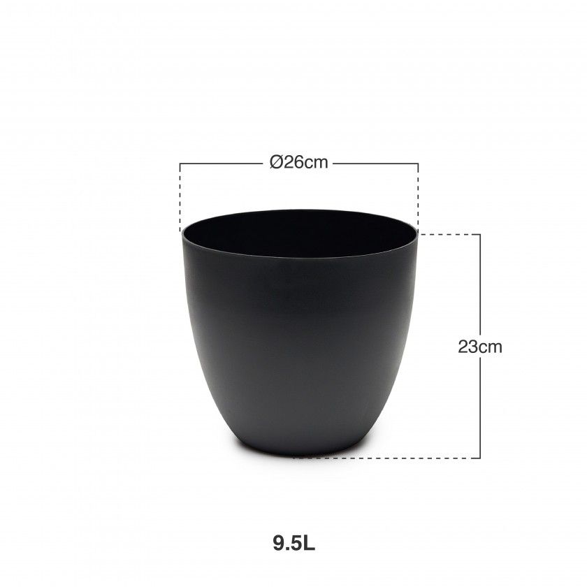 Vaso Plástico Tes Preto Ø26x23cm Vaso Plástico Tes Preto Ø26x23cm