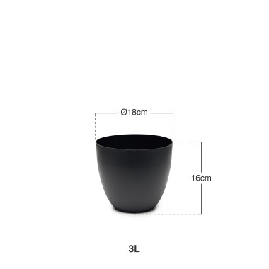 Vaso Plástico Tes Preto Ø18x16cm