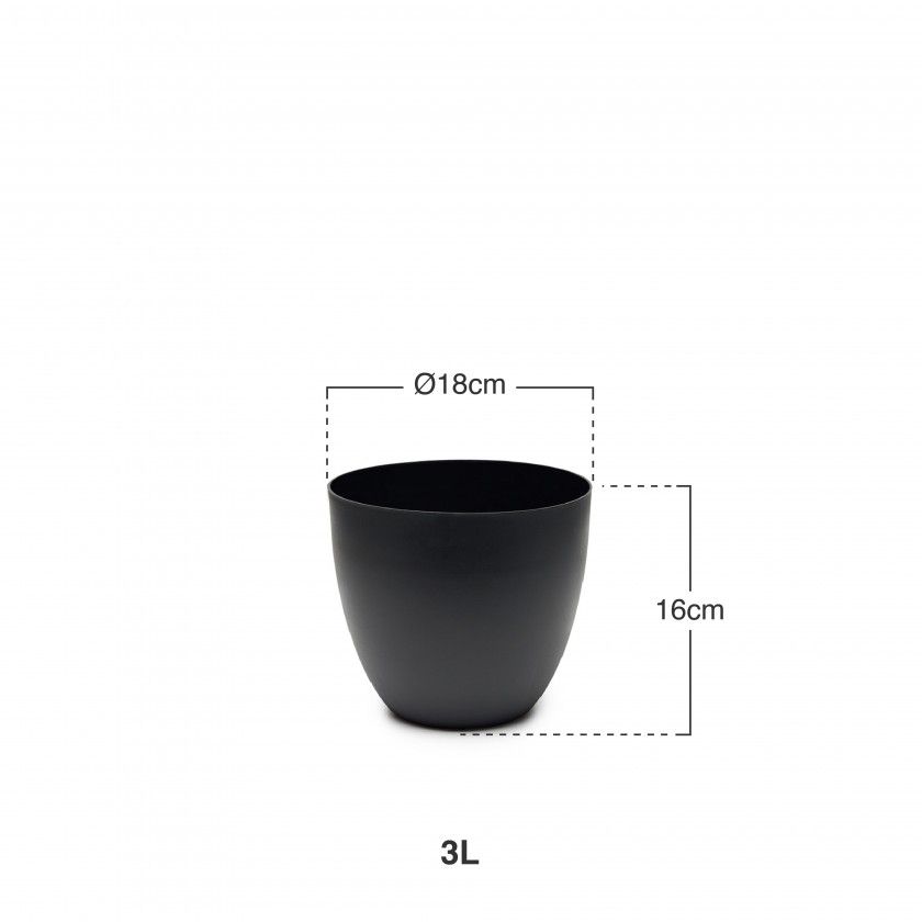 Vaso Plástico Tes Preto Ø18x16cm Vaso Plástico Tes Preto Ø18x16cm
